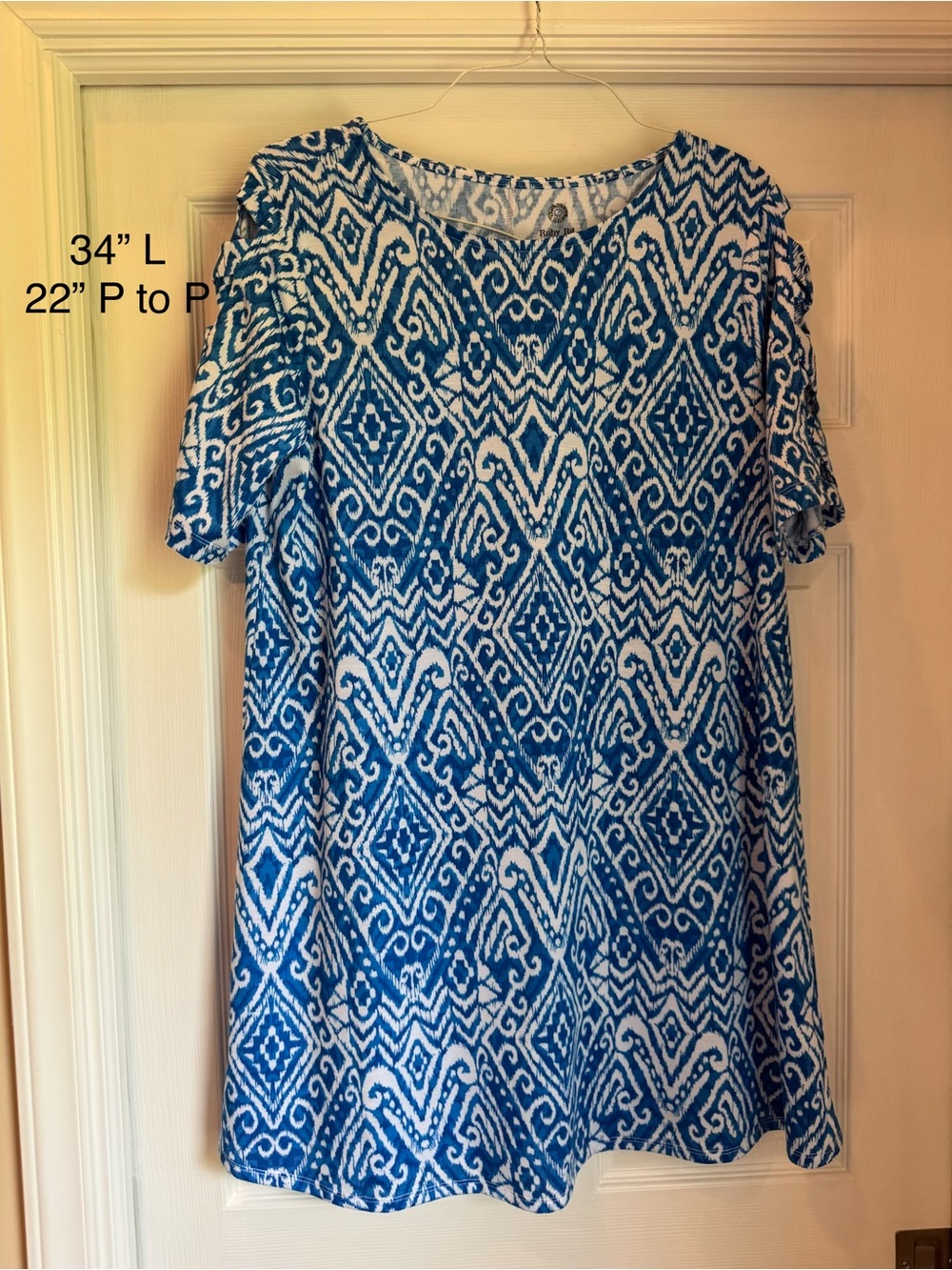 Ruby Rd Blue and White Patterned Women’s Dress Large